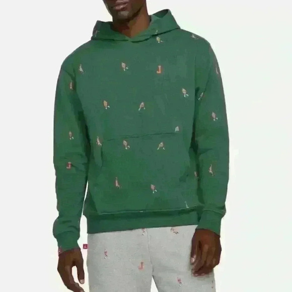 JORDAN ESSENTIALS FLC PULLOVER HOODIE "NOBLE GREEN" Size Large - Picture 1 of 5